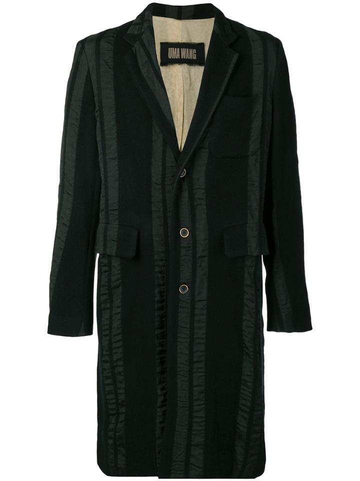 Uma Wang Shiny Bands Single Breasted Coat - Black