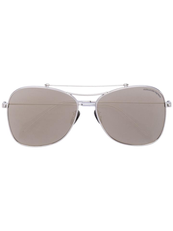 Alexander Mcqueen Eyewear Piercing Skull Aviator Sunglasses - Grey