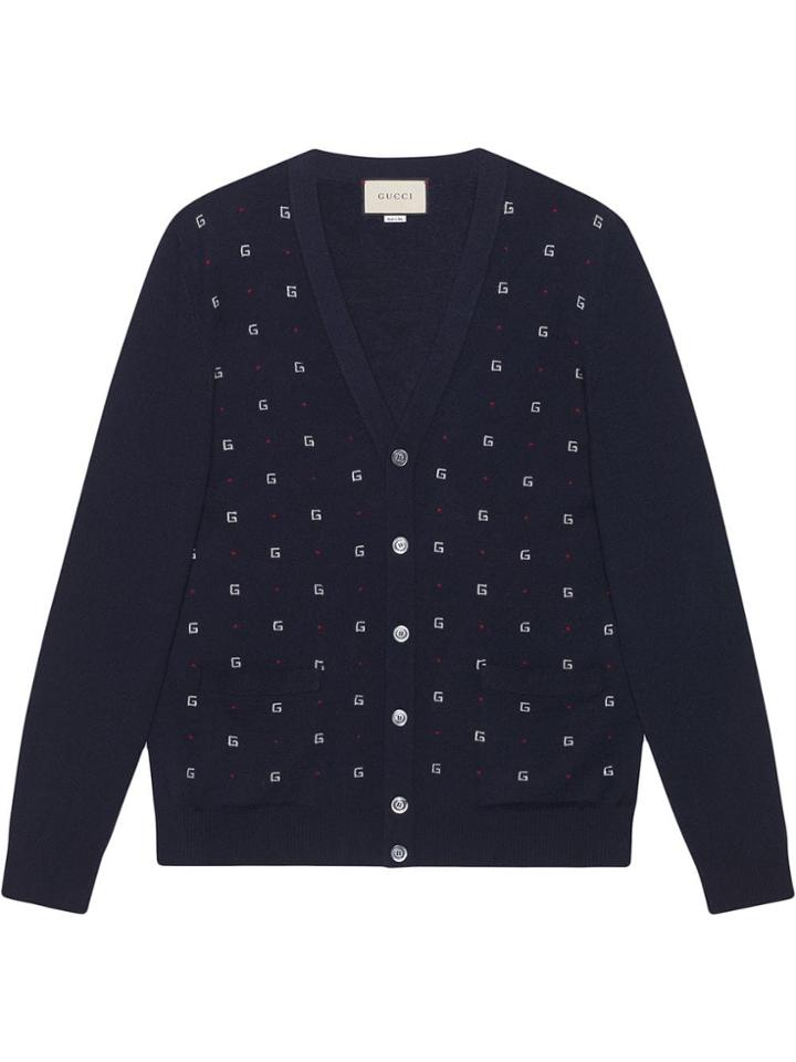 Gucci G Dot Jacquard Cardigan - Blue