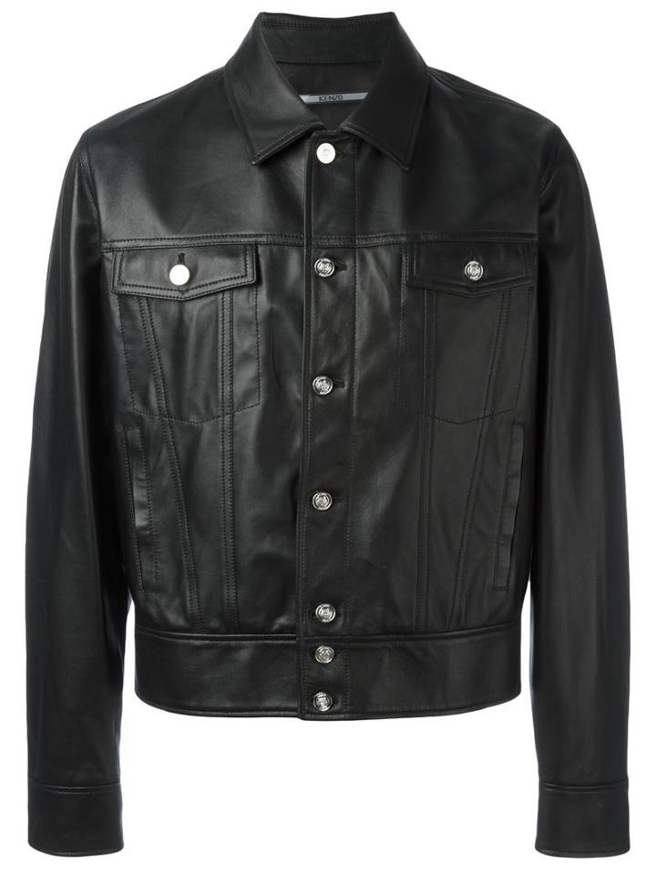 Kenzo Cutaway Collar Jacket, Men's, Size: Small, Black, Leather