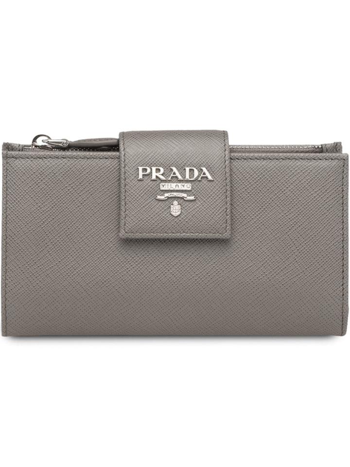 Prada Medium Logo Wallet - Grey