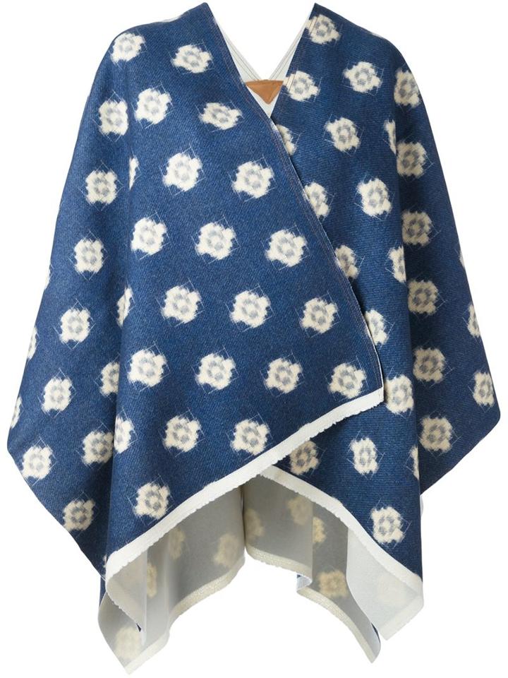 Ermanno Gallamini Geometric Print Blanket Coat, Women's, Blue, Virgin Wool