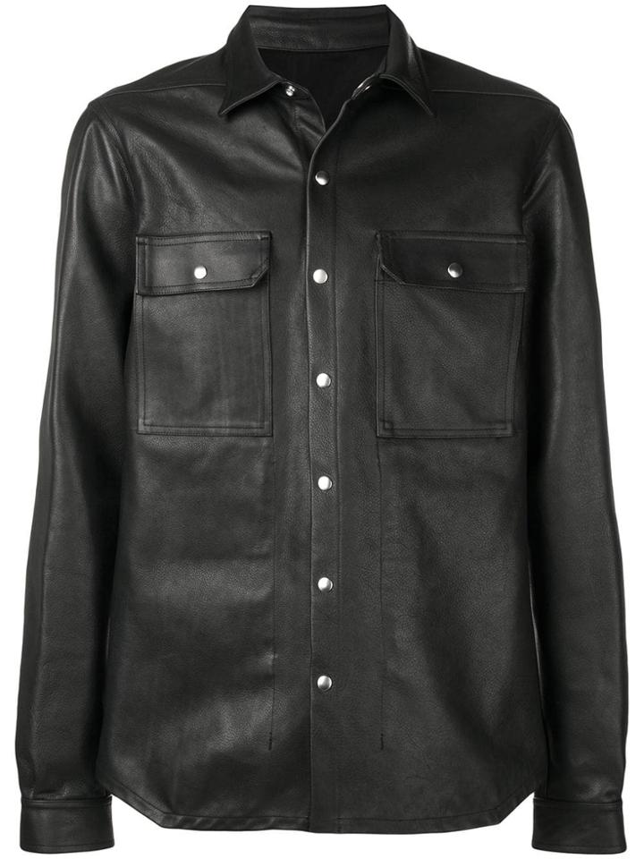 Rick Owens Leather Shirt Jacket - Black