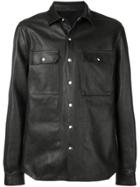 Rick Owens Leather Shirt Jacket - Black