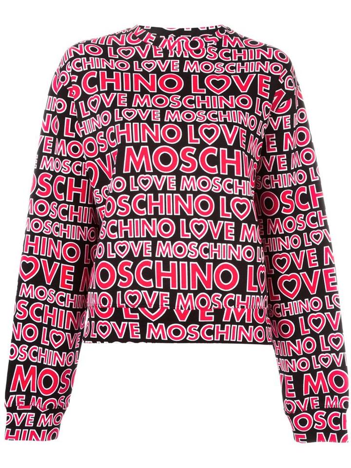 Love Moschino Logo Print Sweatshirt, Women's, Size: 38, Red, Cotton/spandex/elastane