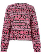Love Moschino Logo Print Sweatshirt, Women's, Size: 38, Red, Cotton/spandex/elastane