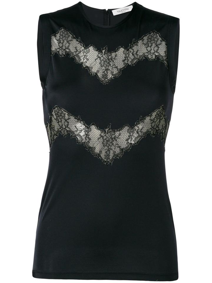 Valentino Lace Cut-out Tank Top - Black