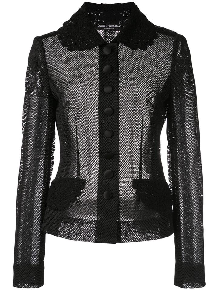 Dolce & Gabbana Fitted Mesh Jacket - Black