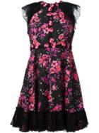 Giamba Floral Print Flared Dress, Women's, Size: 42, Black, Viscose/rayon/spandex/elastane/polyester