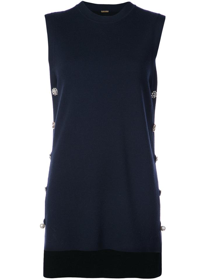 Adam Lippes Embellished Panelled Mini Dress - Blue