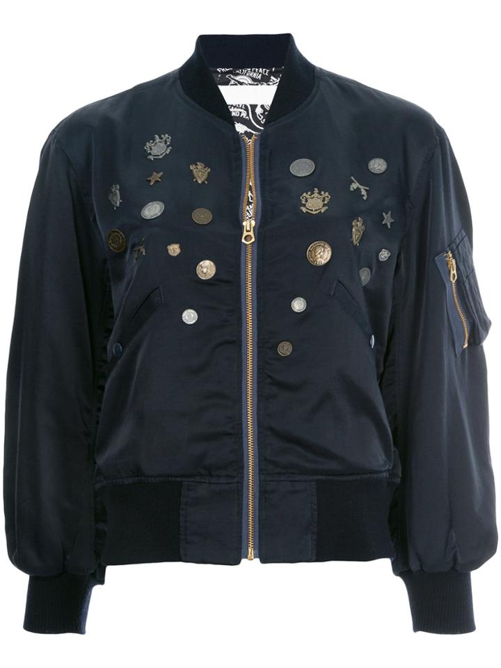 Roarguns Embellished Bomber Jacket - Blue