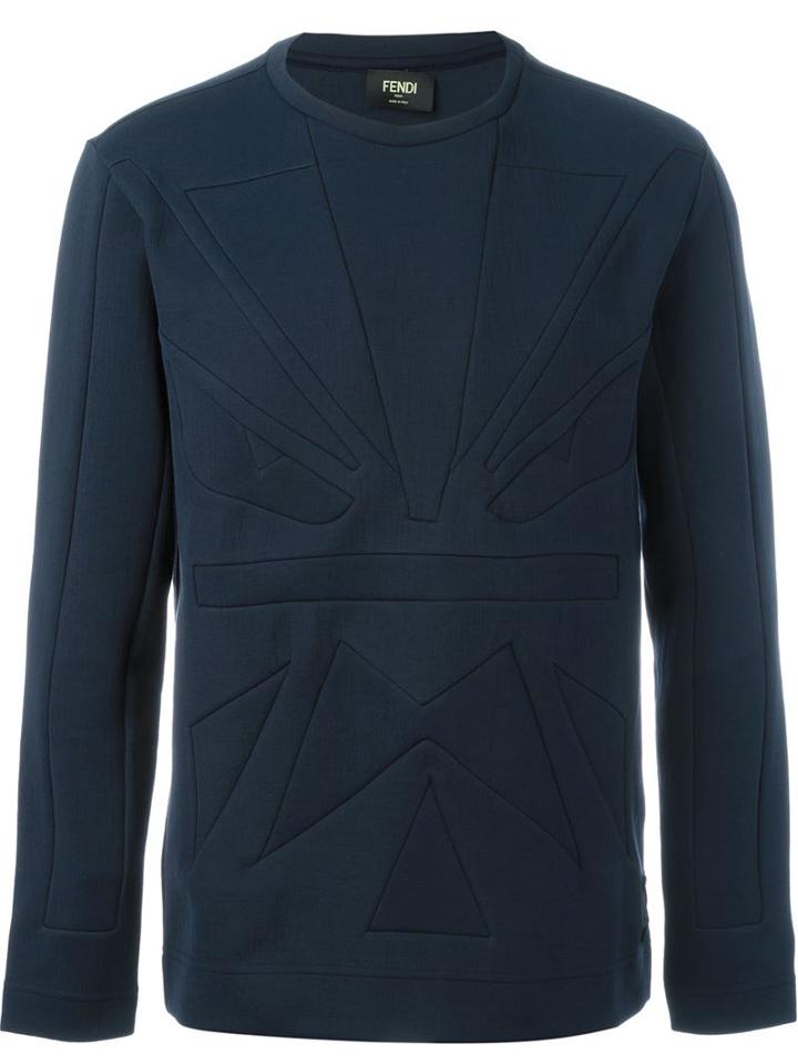 Fendi 3d Bag Bugs Sweatshirt, Men's, Size: 48, Blue, Cotton/polyamide