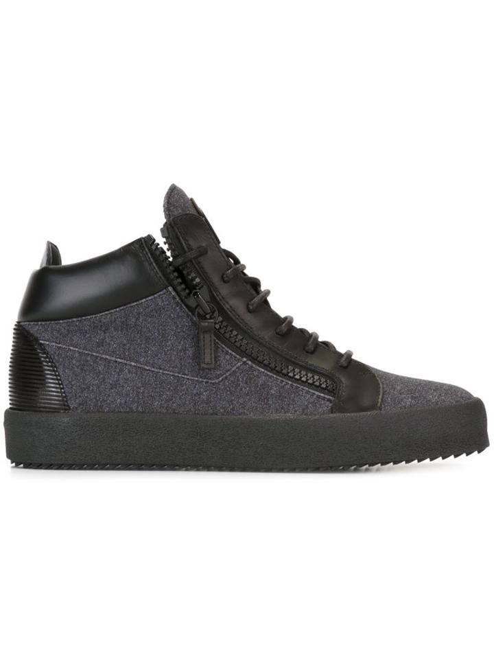 Giuseppe Zanotti Design Kriss Mid-top Sneakers, Men's, Size: 40.5, Black, Cotton/leather/rubber