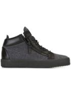 Giuseppe Zanotti Design Kriss Mid-top Sneakers, Men's, Size: 40.5, Black, Cotton/leather/rubber