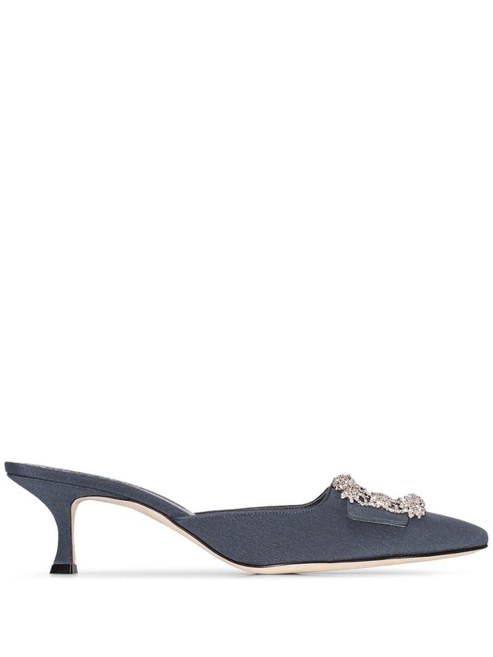 Manolo Blahnik Maysale Jewel Mules - Blue