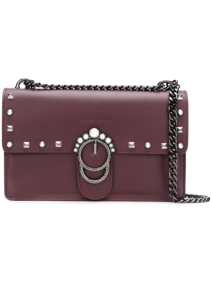 Marc Ellis Foldover Top Embellished Shoulder Bag - Pink & Purple