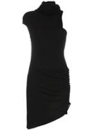 Versace Asymmetric Sleeve Silk Dress - Black