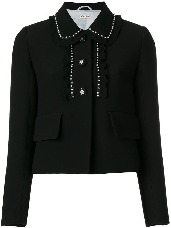 Miu Miu Embellished Cady Blazer - Black
