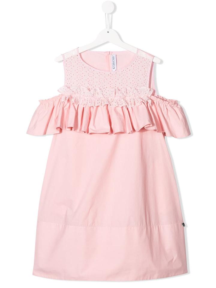 Simonetta Teen Ruffle Trim Dress - Pink