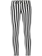 Rag & Bone /jean Striped Stretch Cropped Trousers, Women's, Size: 30, Black, Cotton/spandex/elastane/tencel
