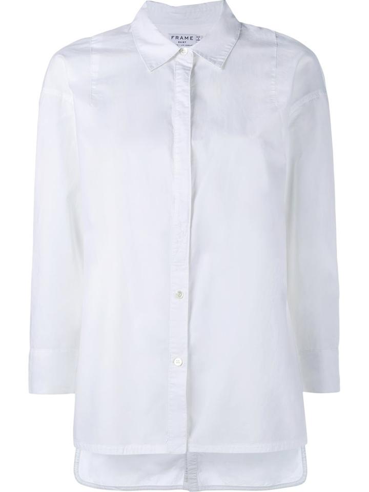 Frame Denim Over-sized Cotton Poplin Shirt, Women's, Size: Small, White, Cotton