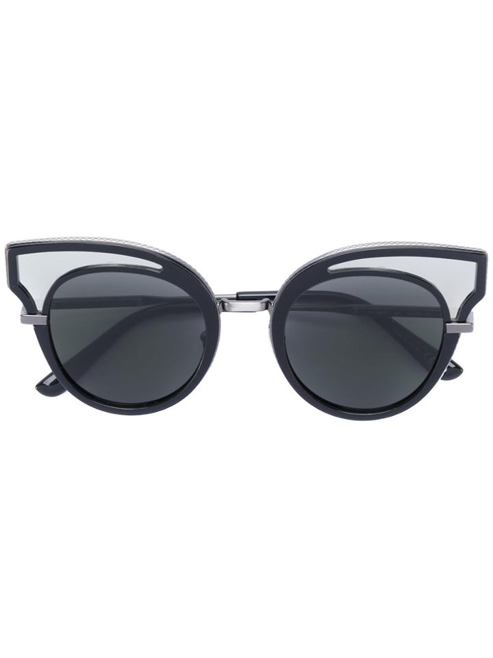 Bottega Veneta Eyewear Round Frame Embellished Sunglasses - Black