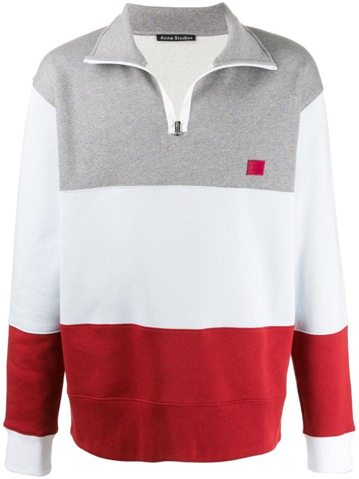 Acne Studios Colour Block Zip Sweatshirt - Blue