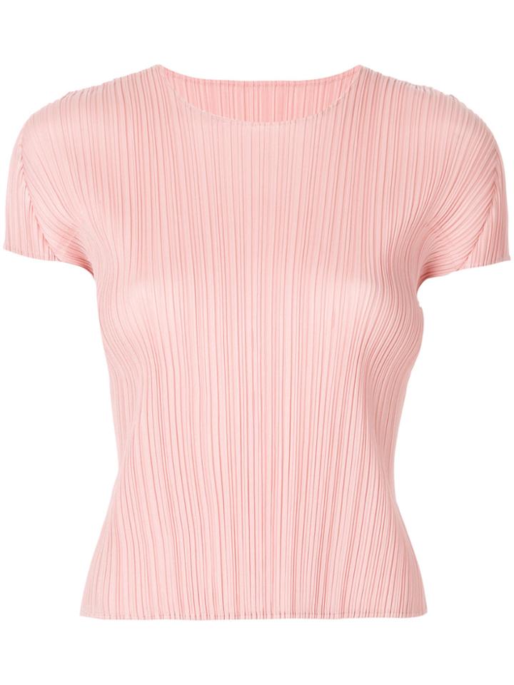 Pleats Please By Issey Miyake Short Sleeved Pleated Top - Pink &