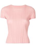 Pleats Please By Issey Miyake Short Sleeved Pleated Top - Pink &