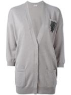 Brunello Cucinelli - Embroidered Cardigan - Women - Cashmere - Xs, Grey, Cashmere