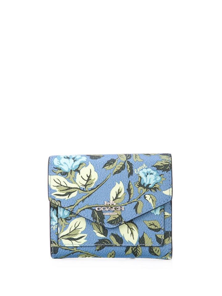 Coach Floral Foldover Wallet - Blue