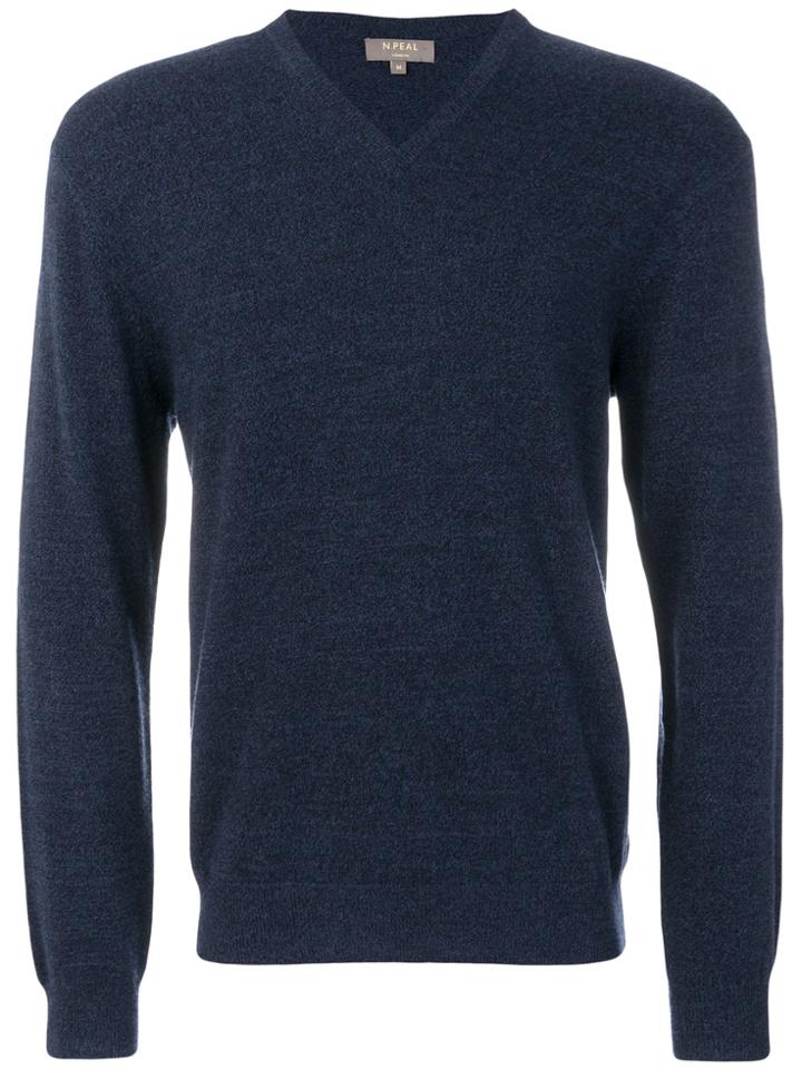 N.peal The Burlington V-neck Jumper - Blue