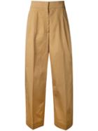 Jil Sander Wide-leg Trousers, Women's, Size: 40, Brown, Cotton