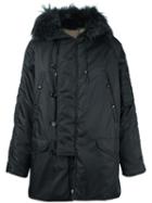 As65 Zipped Parka Coat, Men's, Size: Small, Black, Leather/polyamide/rabbit Fur/polyamide
