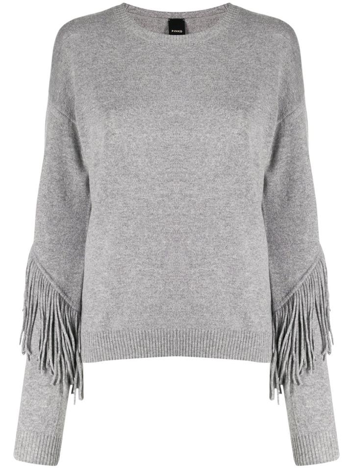 Pinko Fringed Trim Jumper - Grey