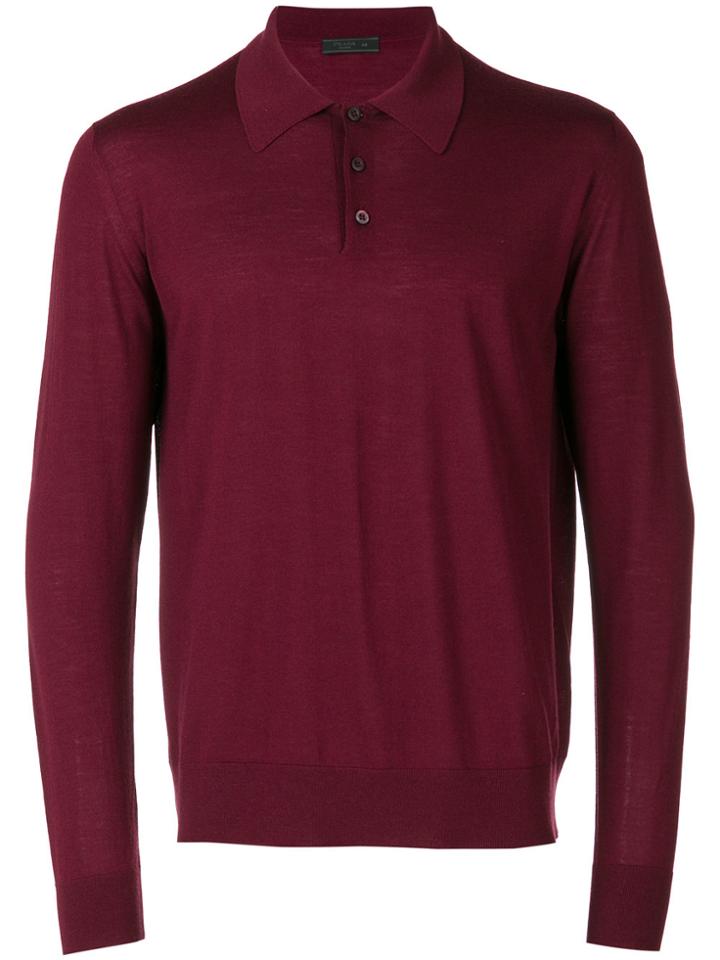 Prada Polo Collar Jumper - Red