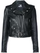 Re/done Cropped Biker Jacket - Black