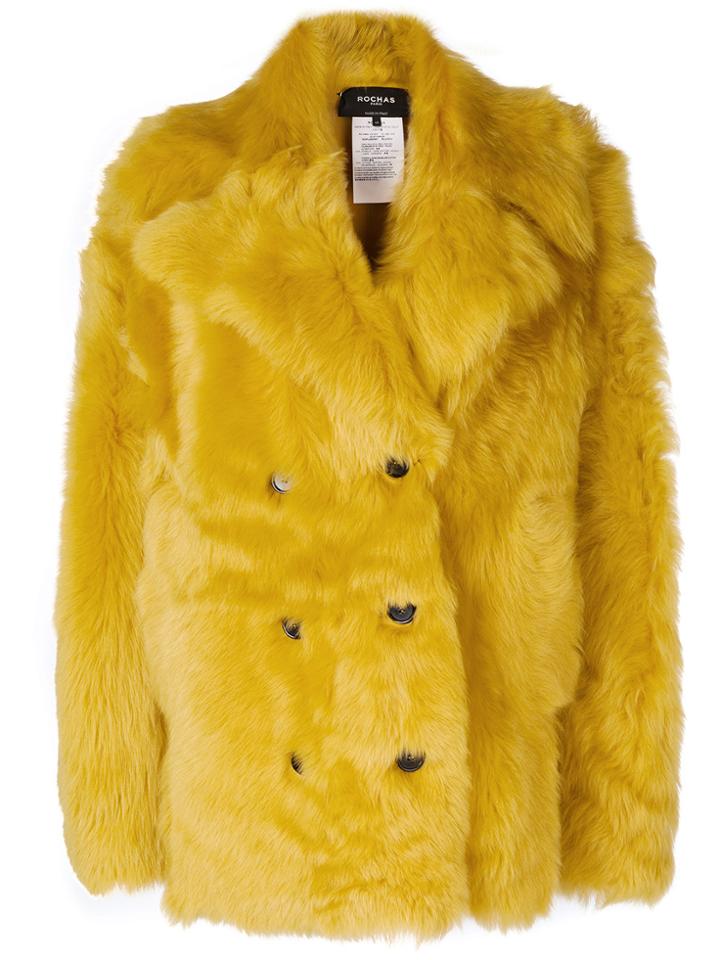 Rochas Double Breasted Coat - Yellow & Orange