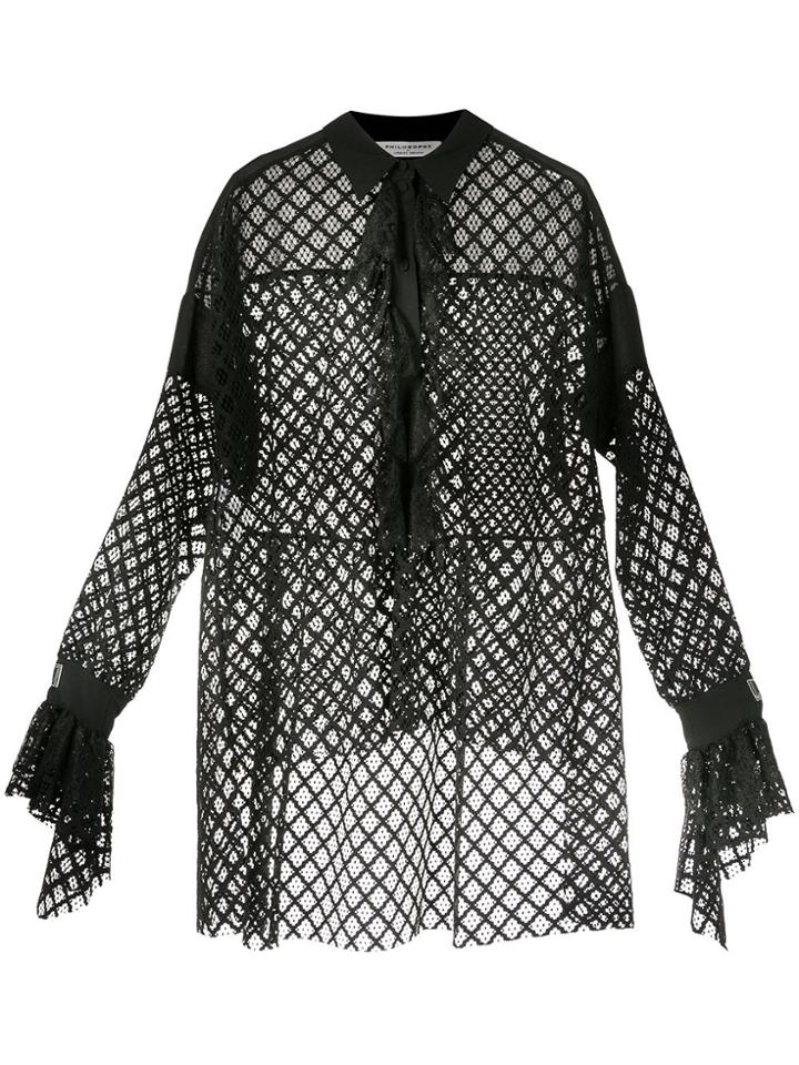 Philosophy Di Lorenzo Serafini High Low Netted Blouse - Black