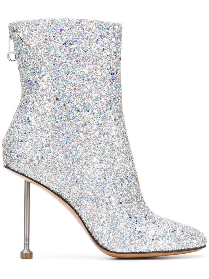 Maison Margiela Hill Glitter Boots - Silver
