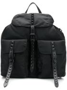 Prada Studded Buckle Backpack - Black