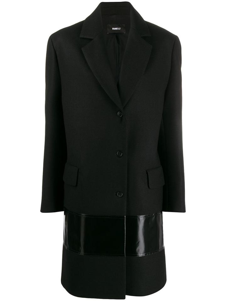Yang Li Contrast Panel Single-breasted Coat - Black