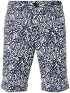 Pt01 Printed Shorts, Men's, Size: 52, Blue, Cotton/spandex/elastane