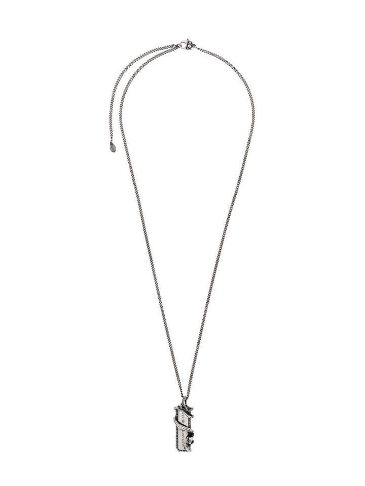 Alexander Mcqueen Snake & Tag Necklace - Metallic