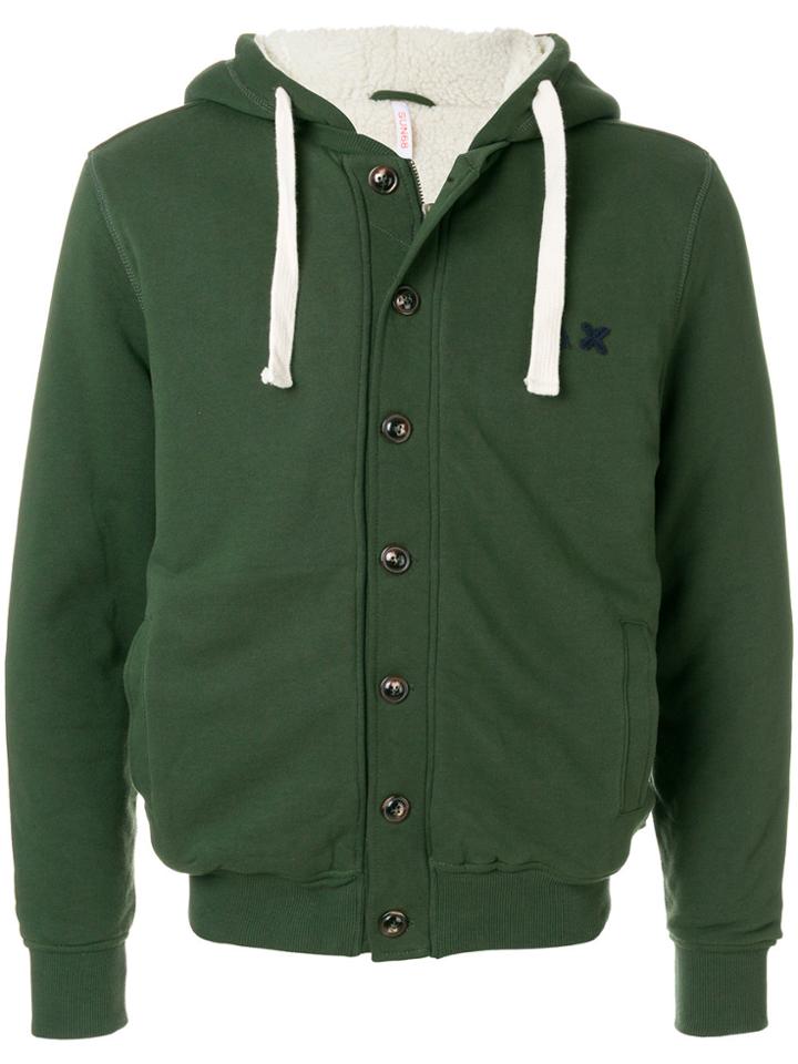 Sun 68 Buttoned Up Hoodie - Green