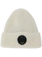 Cp Company Ribbed Beanie Hat - White