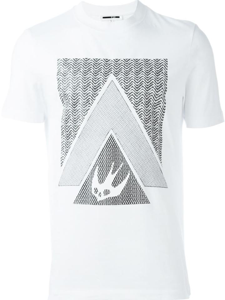 Mcq Alexander Mcqueen Swallow Glyph Print T-shirt, Men's, Size: L, White, Cotton