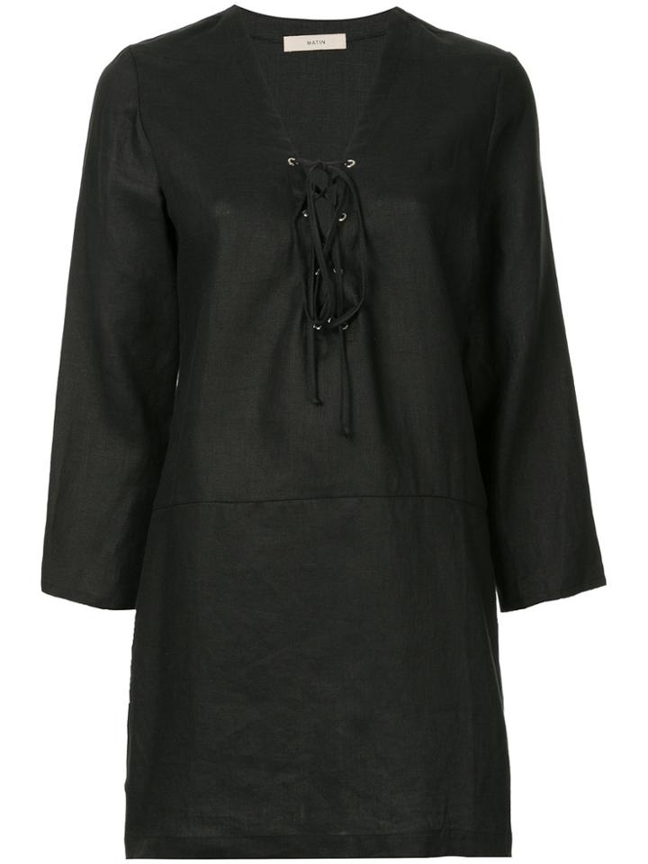 Matin Lace Up Dress - Black