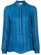 Zeus+dione Textured Band Collar Shirt - Blue