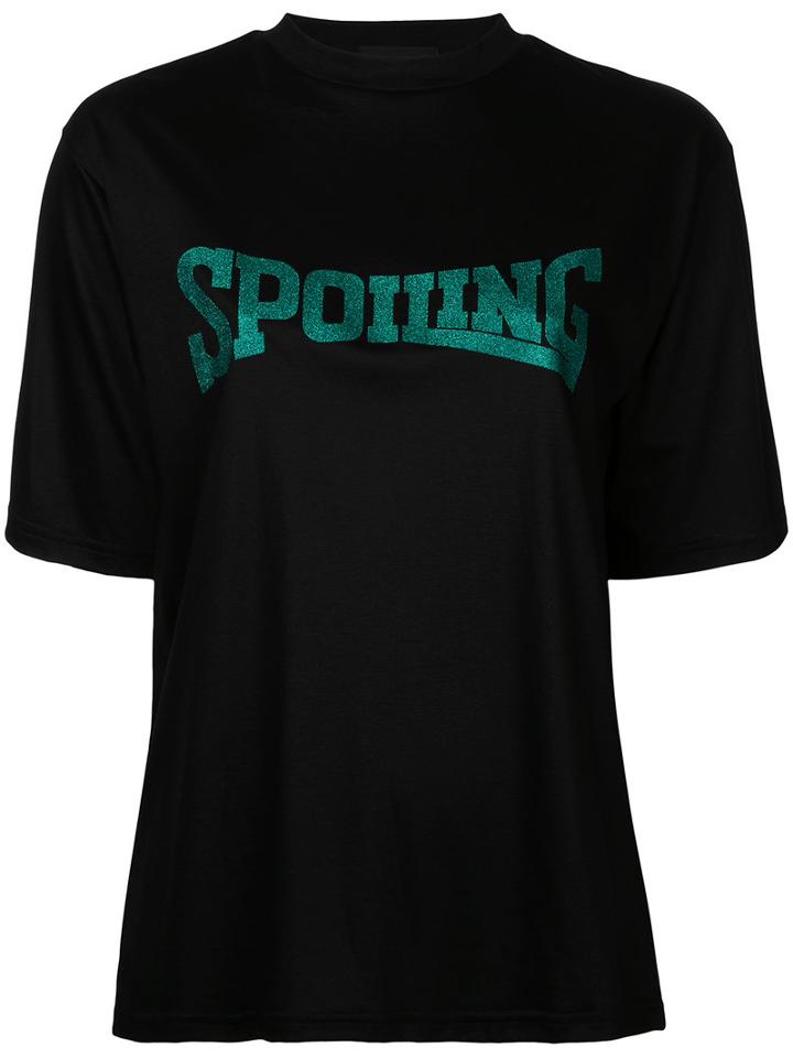 G.v.g.v. - Spoiling Glitter Print Tee - Women - Cotton/lyocell - Xs, Women's, Black, Cotton/lyocell